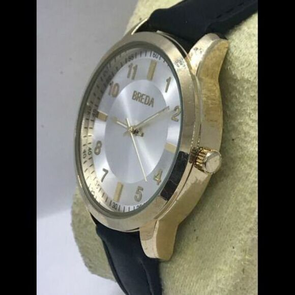 Breda 1653A Women's Watch Analog Arabic Numerals Black Leather Band Round D138 - Picture 2 of 7